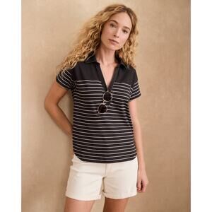 Garnet Hill Vintage Knit Short Sleeve Polo Size Large